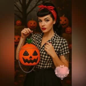 Mad Engine Jack O Lantern Pumpkin Crossbody Bag 3D Orange Halloween Purse NWT